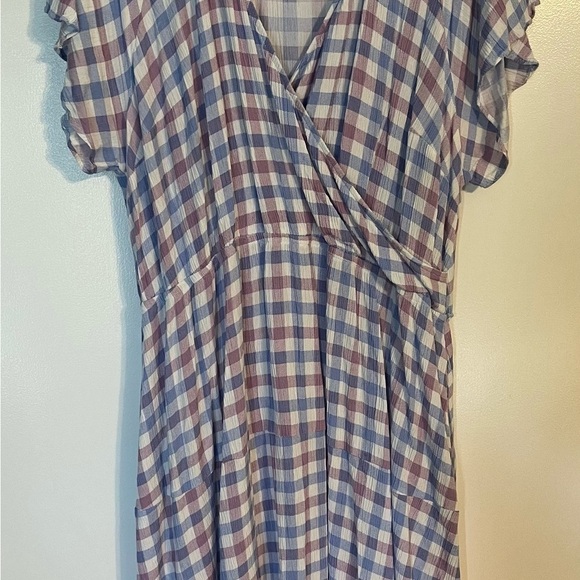 Market & Spruce 100% Rayon Pastel Checkered Dress with Pockets Plus 2X - Picture 5 of 8